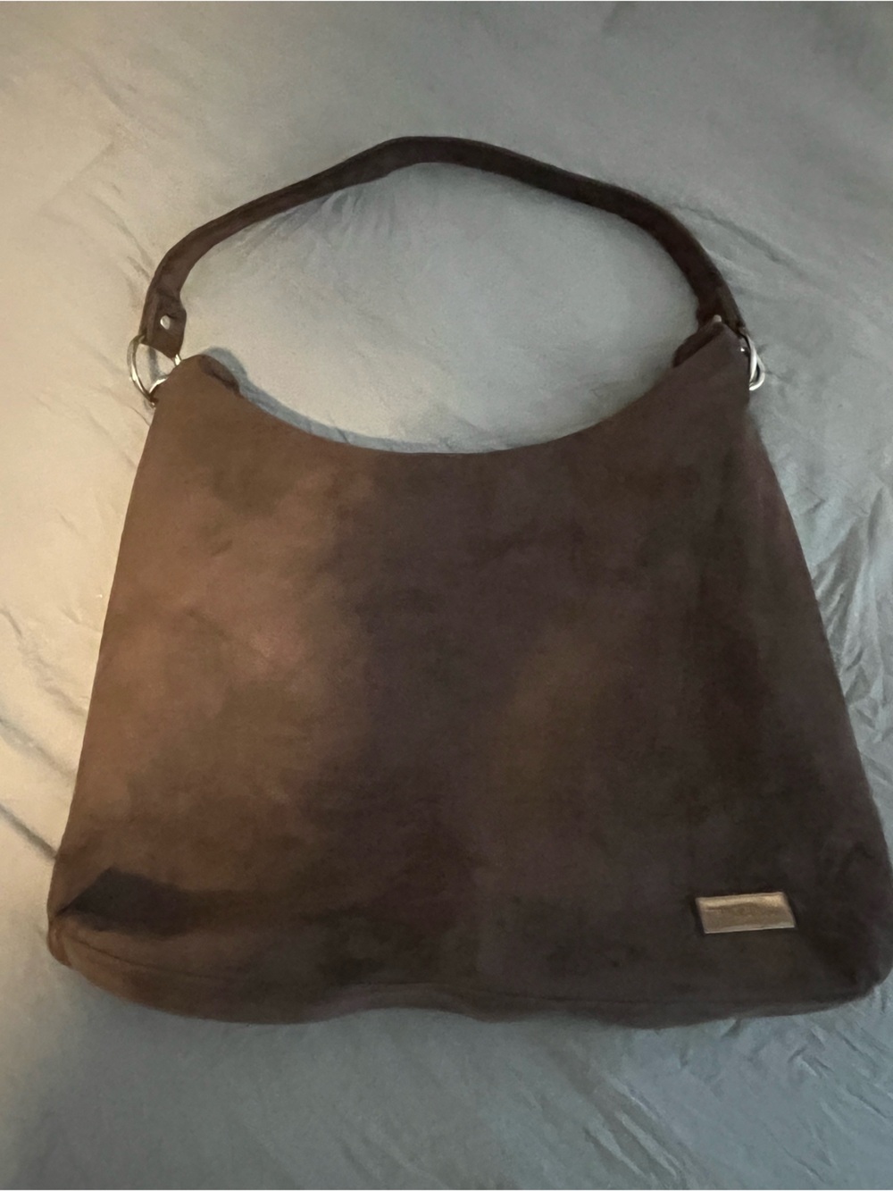 Women's Brown Suede Shoulder Bag with Single Strap